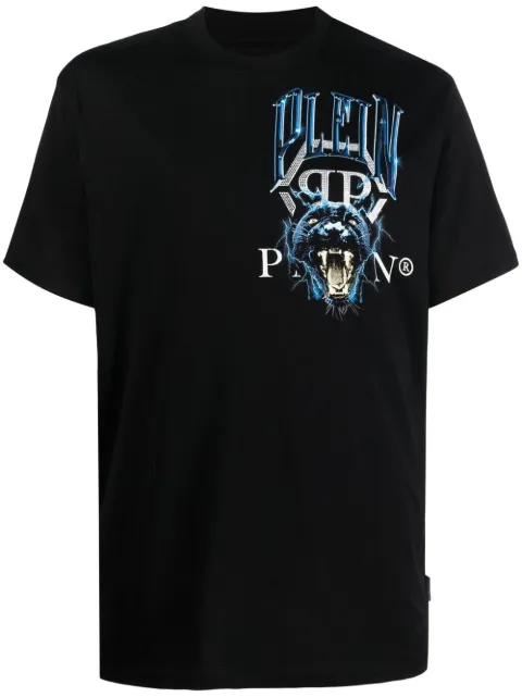 Philipp Plein logo print T-shirt Black FABCMTK5619PJY002N