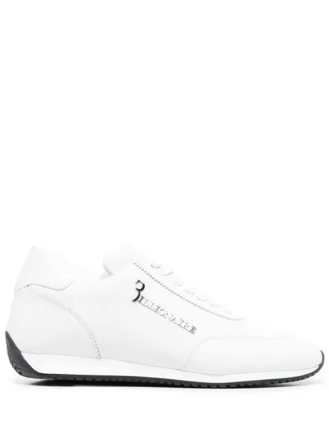 Billionaire logo-plaque leather sneakers White RABSMSC3791BLE029N