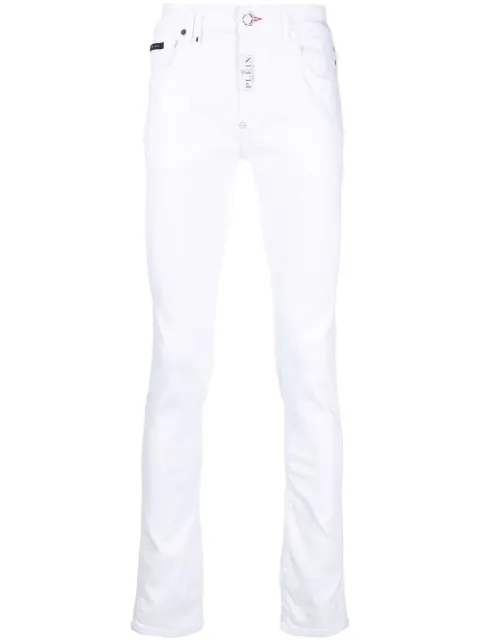 Philipp Plein Hexagon low-rise slim-cut jeans White FABCMDT3107PDE004N
