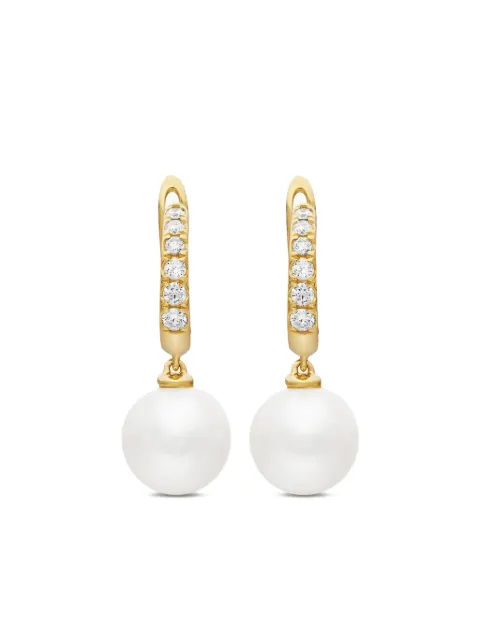 David Yurman 18kt yellow gold pearl diamond hoop earrings (15.6mm) Gold E17776D88DPEDI