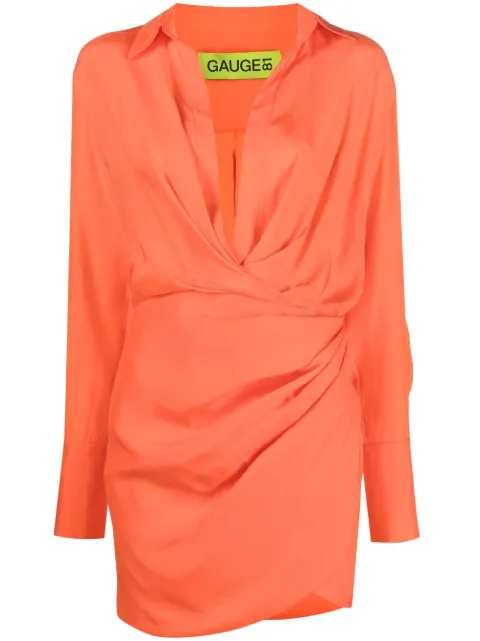 GAUGE81 gathered-detail shirt dress Orange NAHASHORT