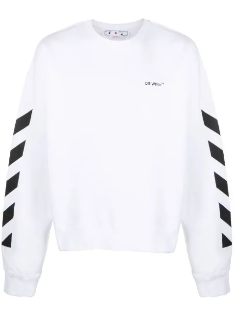 Off-White logo-print cotton sweatshirt White OMBA058C99FLE0010110