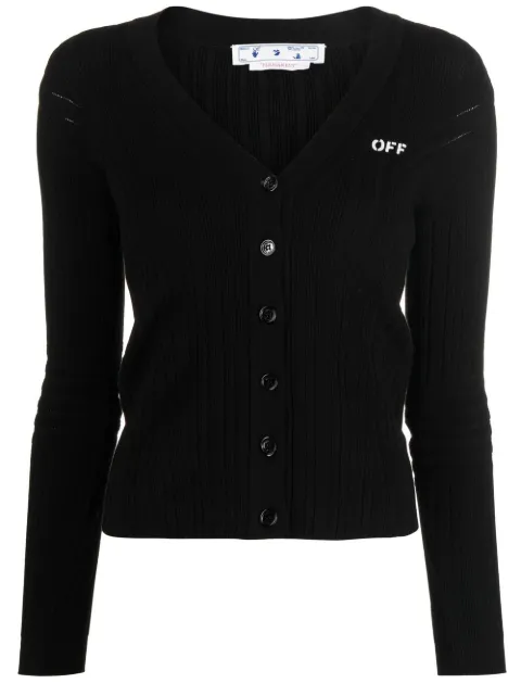 Off-White logo-print knitted cardigan Black OWHB028C99KNI0011001