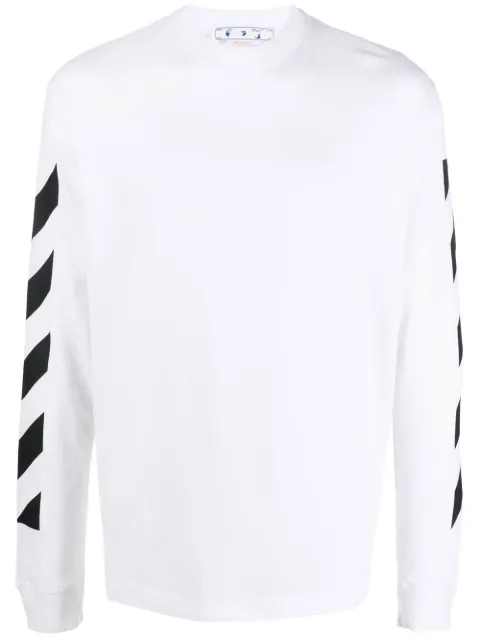 Off-White Diag-print T-shirt White OMAB064C99JER0100110