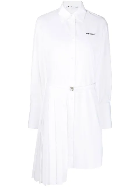 Off-White asymmetric pleated shirt dress White OWDB280C99FAB0010110