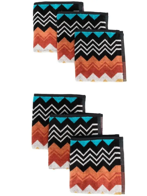 Missoni Home zig-zag print 6 pack towel set Black 1G3SP99904