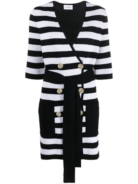 Ferragamo double-breasted stripe-print cardigan Black 755547