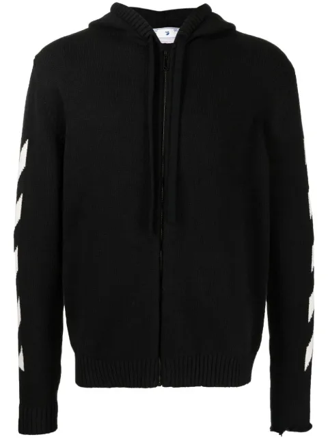 Off-White Diag-stripe print hoodie Black OMHA080C99KNI0011001