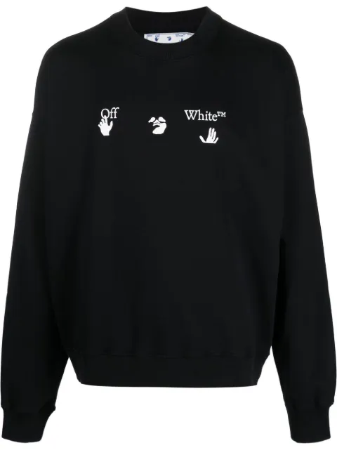Off-White Swimming Man-logo cotton sweatshirt Black OMBA054C99FLE0041001
