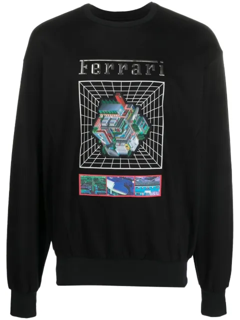 Ferrari graphic-print cotton sweatshirt Black 47622