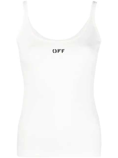Off-White logo-print scoop-neck tank top White OWAD072C99JER0010110