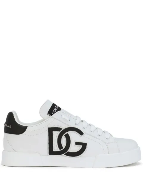 Dolce & Gabbana Portofino logo-tag leather sneakers White CK1545AC330