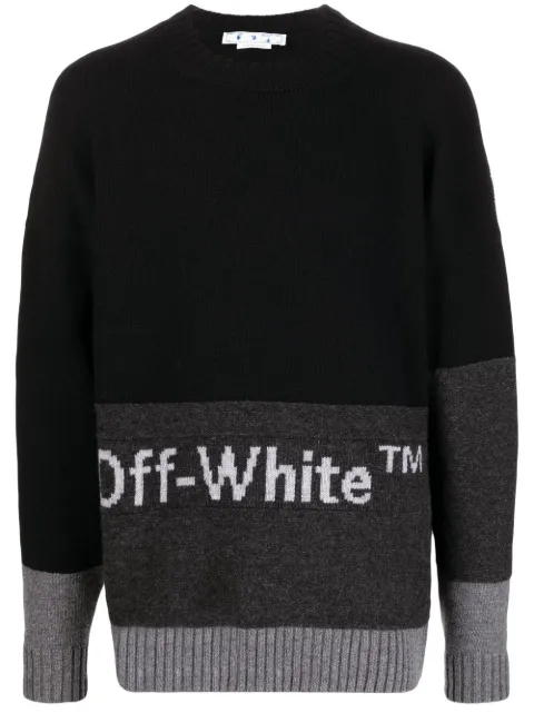 Off-White colour-block logo intarsia jumper Black OMHE048C99KNI0011001