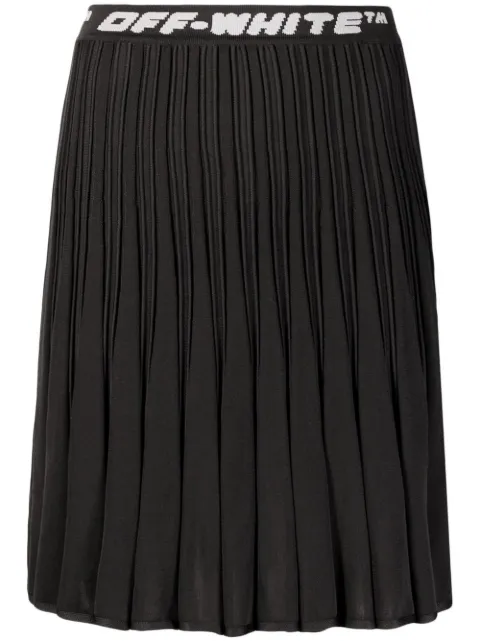 Off-White logo band pleated skirt Black OWHL011C99KNI0011009