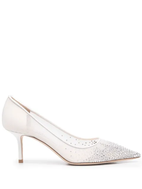 Jimmy Choo Love 65mm crystal-embellished pumps White LOVE65NYT