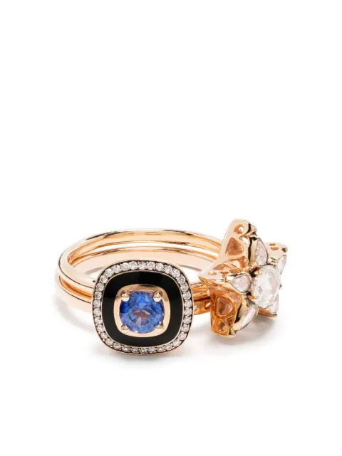 Selim Mouzannar 18kt rose gold Mina diamond and sapphire ring set Pink RINGSET22