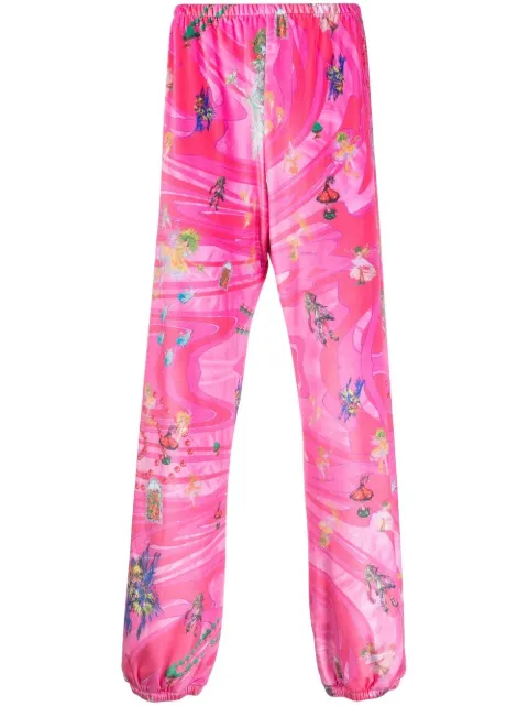 Liberal Youth Ministry graphic-print velvet trousers Pink LYM01P104