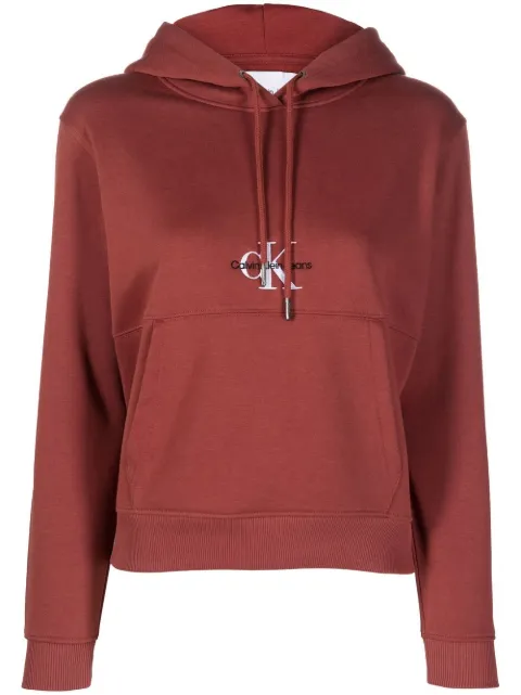 Calvin Klein Jeans chest-logo drawstring hoodie Brown J20J218983