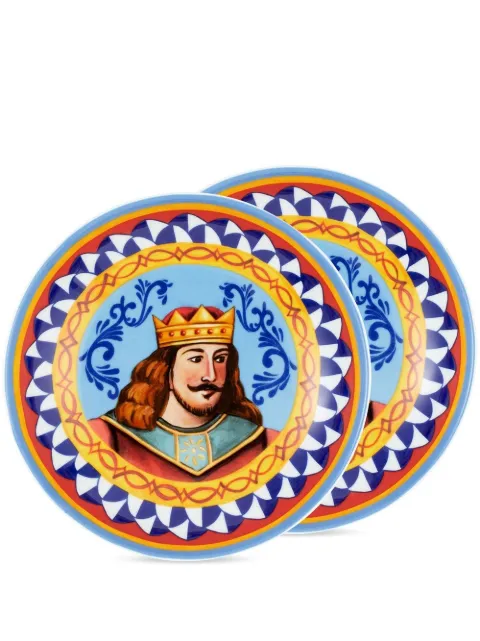 Dolce & Gabbana Carretto-print porcelain soup plates (set of 2) Blue TC0S05TCA17