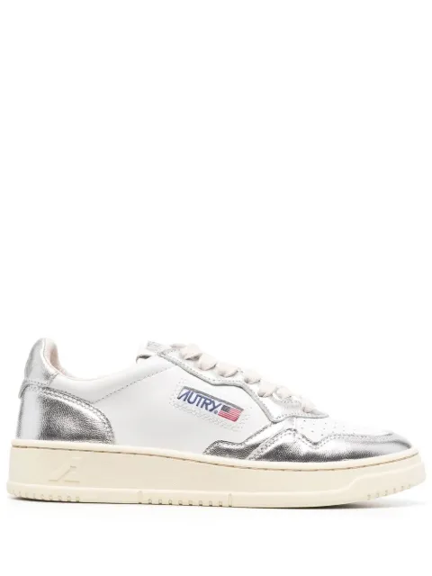 Autry Medalist metallic-leather sneakers White AULWWB18