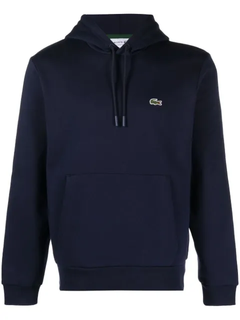 Lacoste logo-patch fleece hoodie Blue SH9623