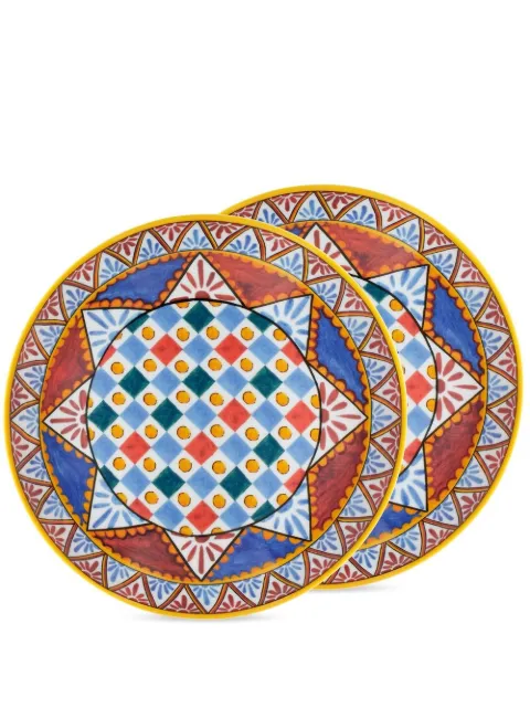 Dolce & Gabbana Carretto-print porcelain soup plates (set of 2) Blue TC0S05TCA24