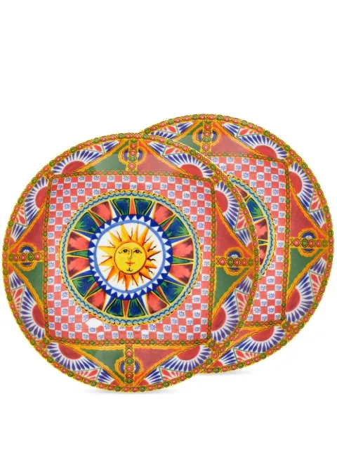 Dolce & Gabbana Carretto-print porcelain soup plates (set of 2) Orange TC0S05TCA21