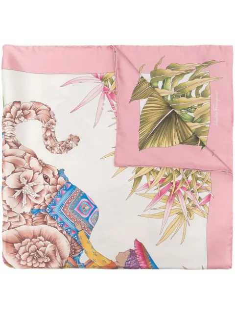 Ferragamo India print silk double face scarf Pink 756254