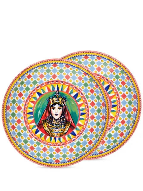 Dolce & Gabbana Carretto-print porcelain soup plates (set of 2) Blue TC0S05TCA22