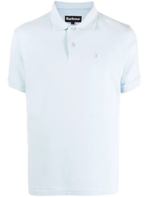 Barbour embroidered-logo short-sleeved polo shirt Blue MML0358