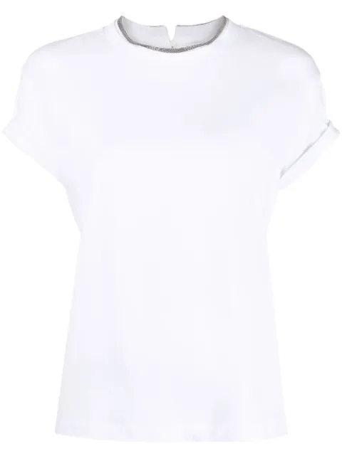 Brunello Cucinelli chain-trim round-neck T-shirt White MPT18BD200C159