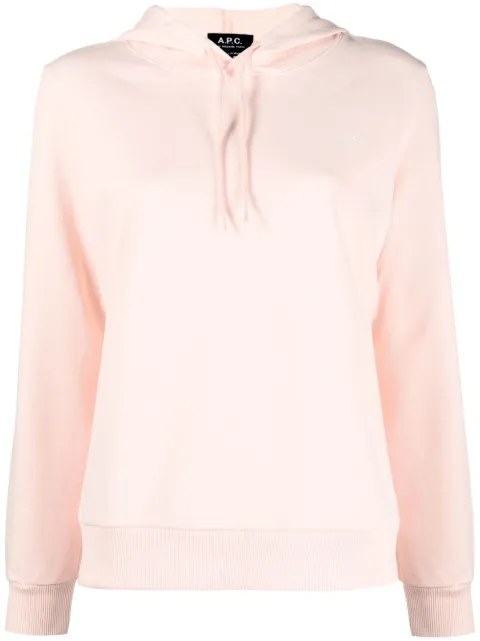 A.P.C. embroidered drawstring hoodie Pink COEASF27674