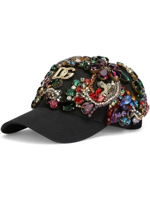 Dolce & Gabbana DG-logo rhinestone-embellished baseball cap Black FH604ZGDA0T