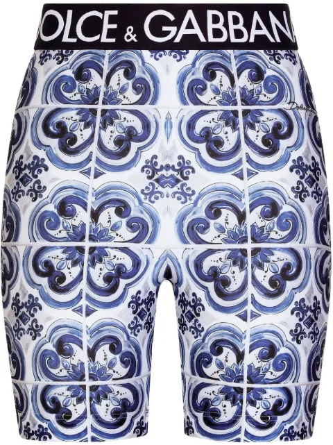 Dolce & Gabbana Majolica-print cycling shorts Blue FTCKCTHPGAB