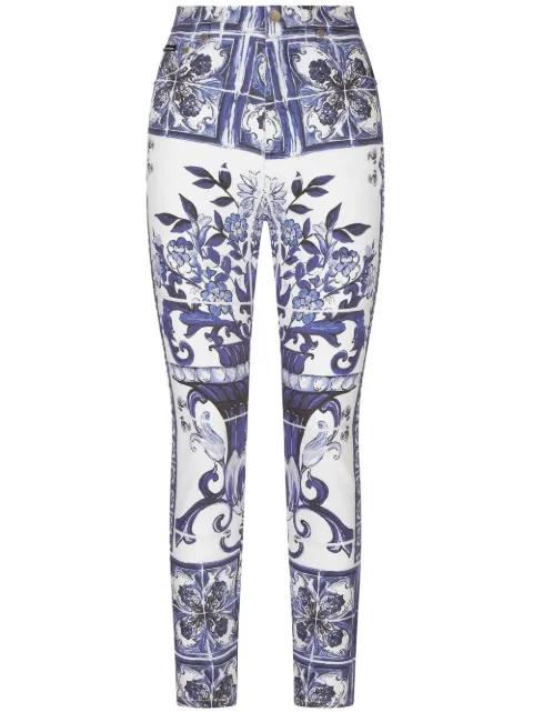 Dolce & Gabbana majolica-print skinny jeans Blue FTBXHDG8GF9
