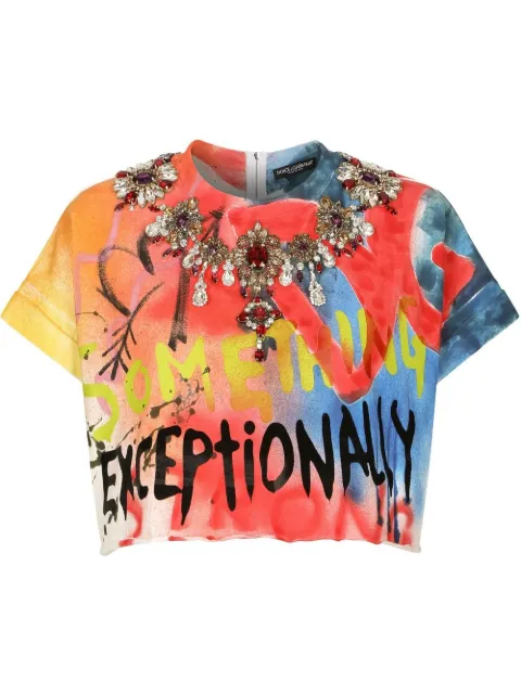 Dolce & Gabbana crystal-embellished T-shirt Red F8M00ZG7A7L