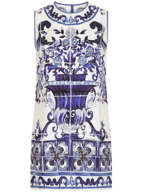 Dolce & Gabbana Majolica-print longline tank top White F7T85THPABY