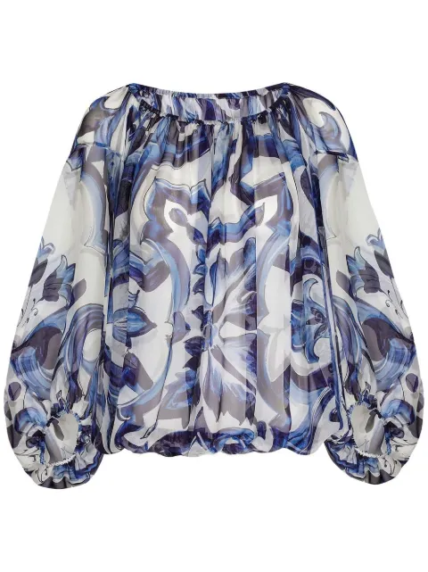 Dolce & Gabbana zebra-print chiffon blouse Blue F72G7THI1BJ