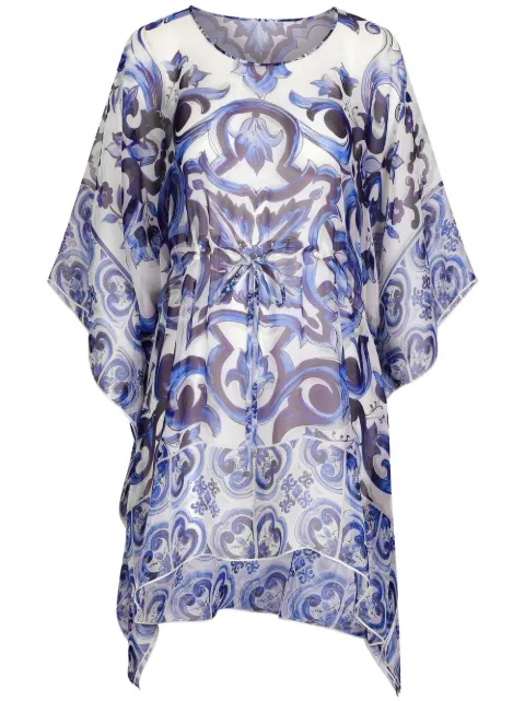 Dolce & Gabbana Majolica-print silk caftan Blue F6F1ITHI1BL