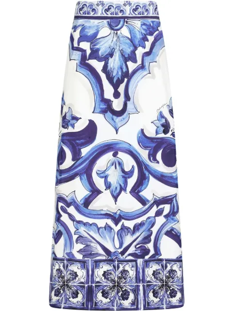 Dolce & Gabbana Majolica-print maxi skirt Blue F4CEMTHPABX