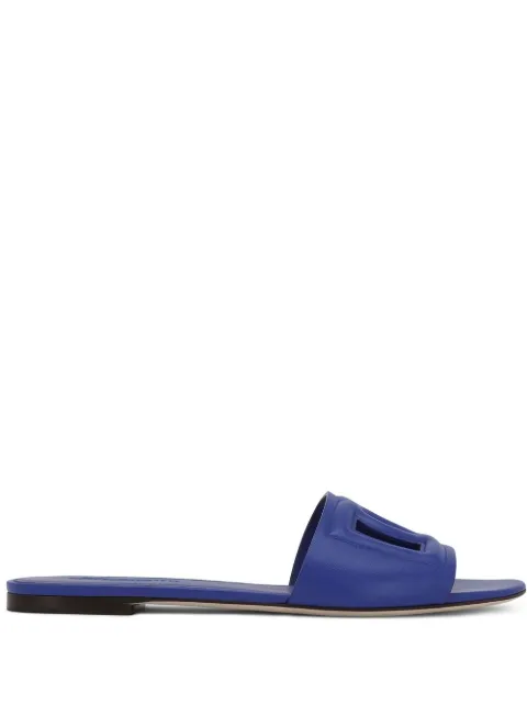 Dolce & Gabbana DG logo leather sliders Blue CQ0436AY329