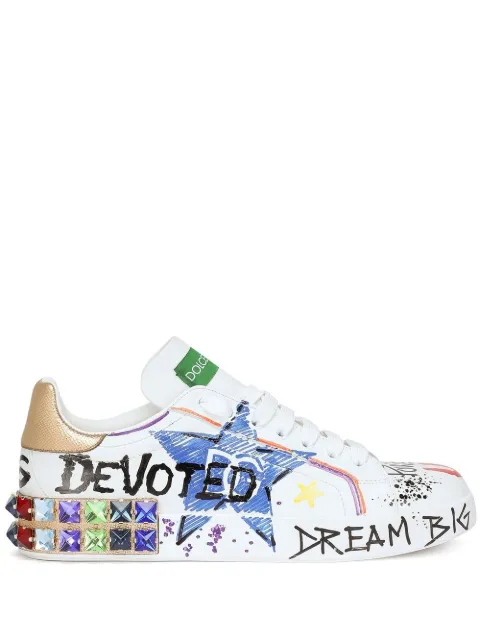 Dolce & Gabbana Portofino embellished sneakers White CK1544AD463
