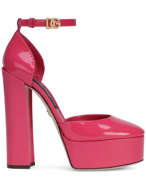 Dolce & Gabbana 145mm patent-leather platform pumps Pink CD1727A1037