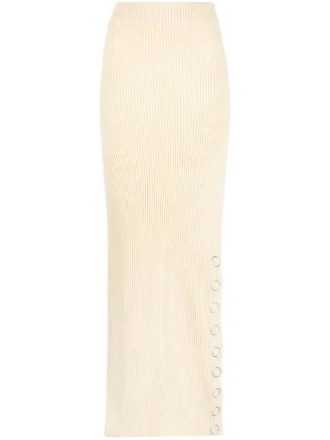 Jil Sander snap-button rib-knit maxi skirt Neutrals JSWU752307WUY21208