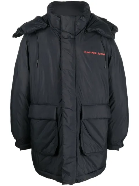 Calvin Klein Jeans logo print hooded parka Black J30J321907
