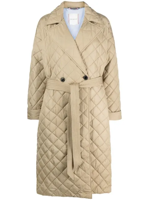 Tommy Hilfiger Sorona quilted belted coat Neutrals WW0WW35090