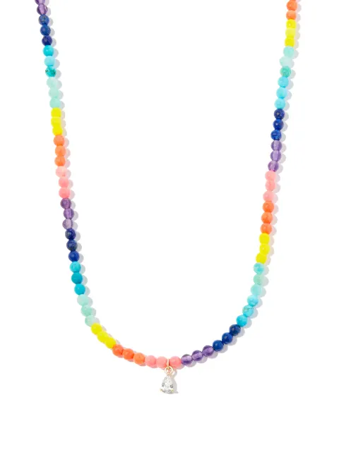 Yvonne Léon 9kt yellow gold diamond rainbow necklace Red COLLIERPERLESRAINB