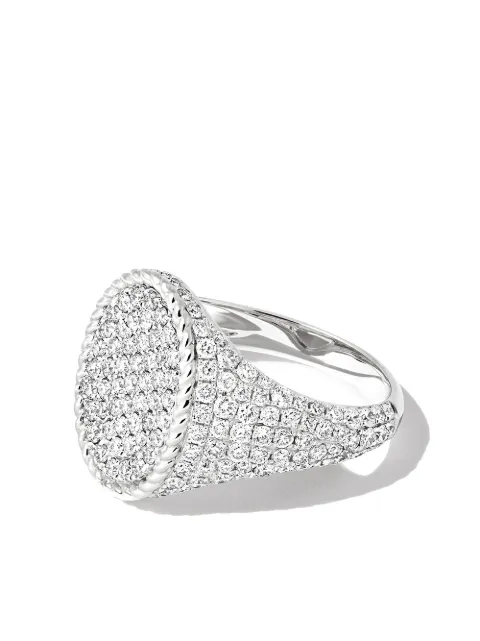 Yvonne Léon 18kt white gold diamond signet ring Silver CHEVAOVALFULLDIAOB