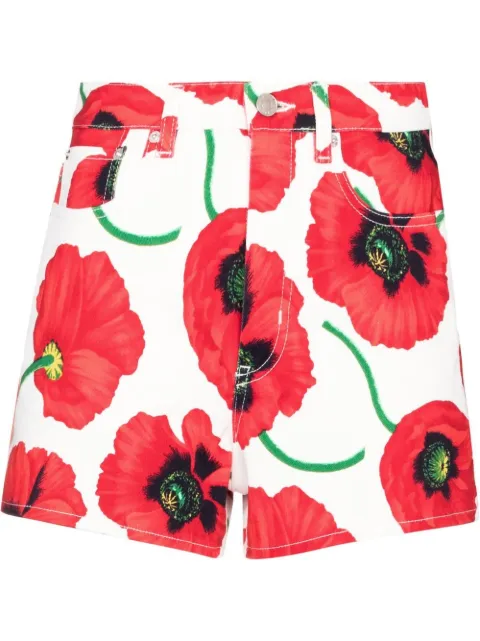 Kenzo poppy-print mini shorts White FC52SH214CT9