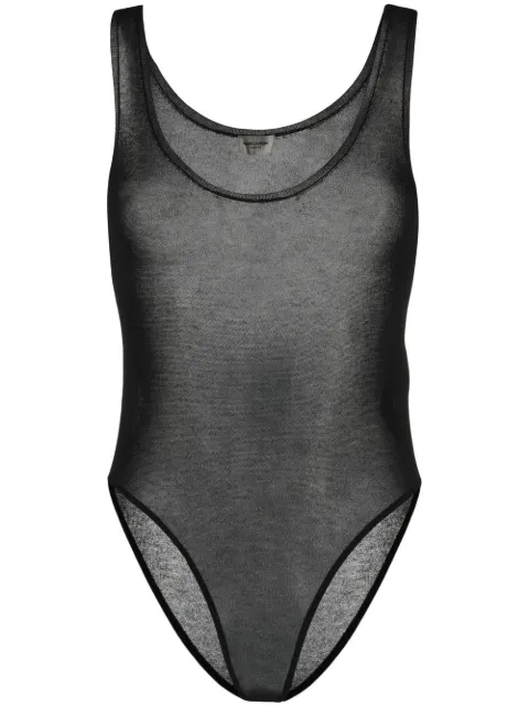 Saint Laurent sheer-knit sleeveless bodysuit Black 700939Y75LI